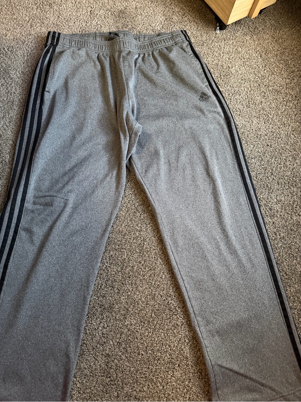 adidas Gray Track Pants with Black Three-Stripes